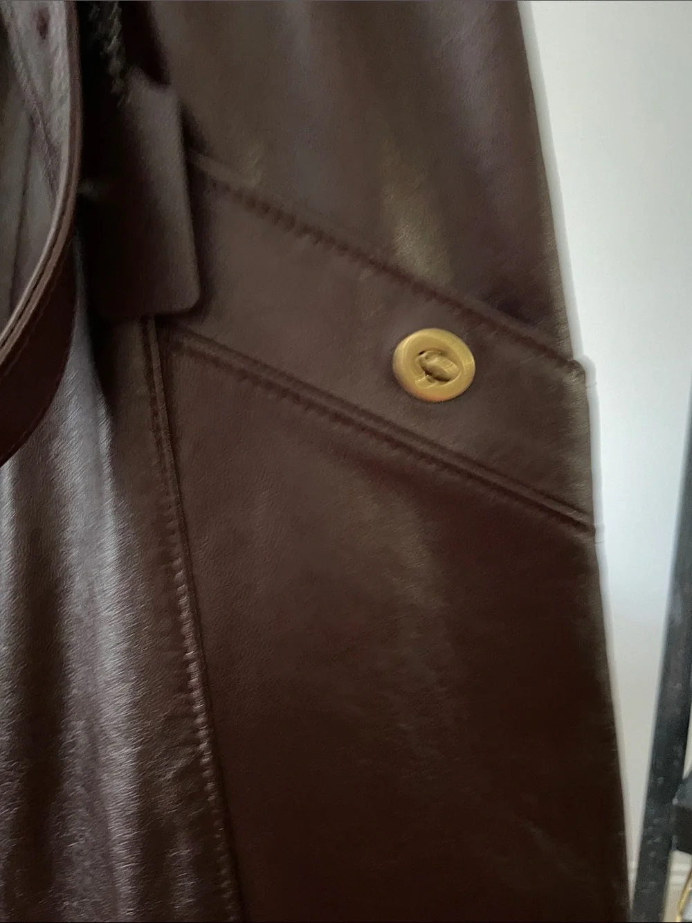 Coach Dark Brown Leather Skirt with Gold-Tone Hardware